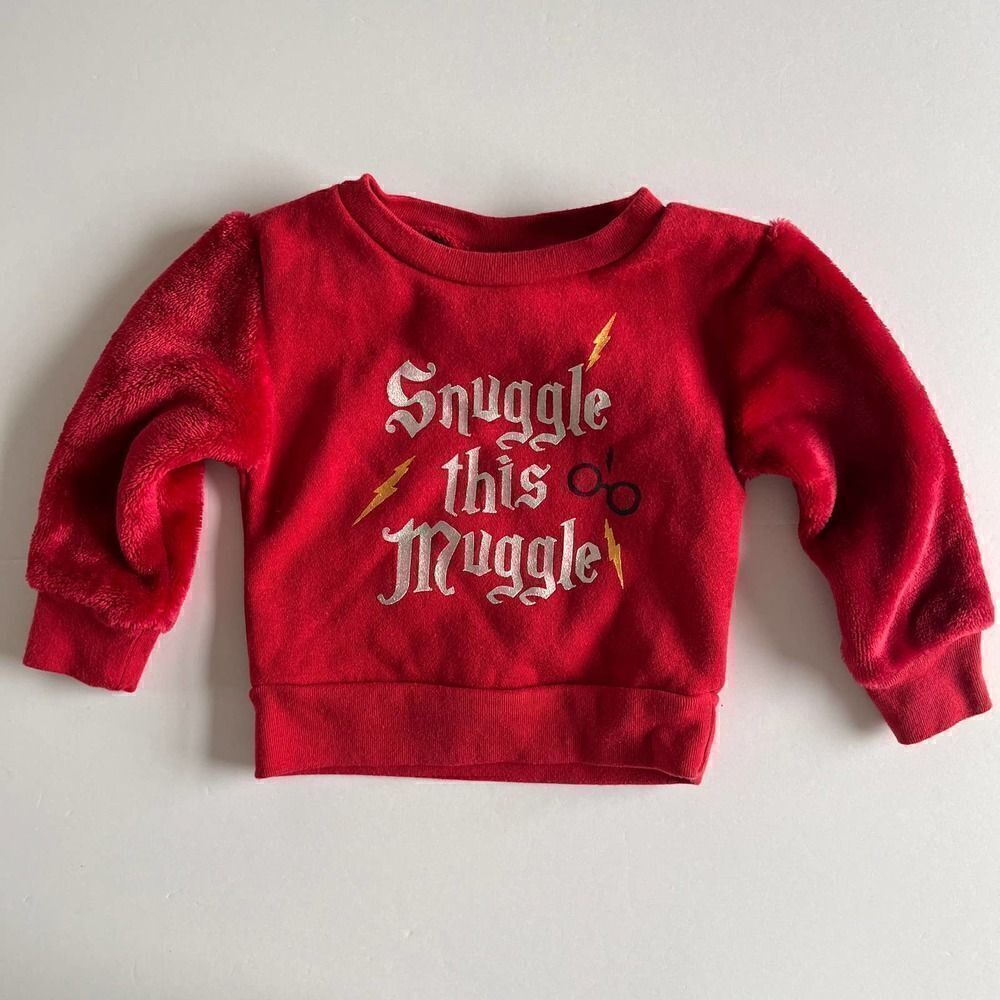 Harry Potter Wizarding World Snuggle This Muggle Fuzzy Sleeve Sweatshirt 3-6 Mon